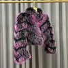 Femmes fourrure fausse fourrure hiver chaud nouvelle fourrure veste mode courte haute qualité teint réel raton laveur fourrure manteau WomenL231007