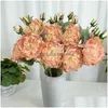 Ghirlande di fiori decorativi Fiore artificiale Seta Simation Rami di peonia Casa Soggiorno Decorazione Floreale Peonie finte Rosso Bianco Pur Dhwsh