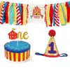 Other Event Party Supplies Circus Party Decoration Set Carnival Thme Baby Dining Chair Tassel Banner Cake Topper 1St Birthday Hat for Kids First Birthday 231007