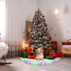 Julekorationer Vit julgrant kjol Plush Faux Fur Xmas Tree mattan God julgrandekorationer med LED -ljusår Heminredning 231006