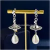 Designer Stud Earrings Vivian Luxury Brand Women Fashion Jewelry Earing Metal Pearl Earring Cjeweler Westwood Woman Ohrringe Dfsd34Er Drop D