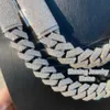 Custom 13mm 14mm 15mm 17mm 19mm 20mm Width Three Rows Vvs Moissanite Diamond Miami Necklace Cuban Link Chain