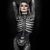 Тематический костюм ужасов косплей скелет комбинезон Хэллоуин приходит тонкий человеческое тело женщины зентай череп призрак плотный костюм карнавальный наряд PartyL231007