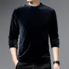 Men's T-Shirts High Quality Autum Winter Men Tops O-Neck Designer Fashion Solid Velvet Brand Clothing Casual Top 2021303k