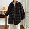 Männer Jacken Frühling Herbst Woolen Plaid Jacke Amerikanischen Retro Lose Beiläufige High Street Paar Männer Mantel Tops Männlich Kleidung