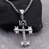 Punk Evil Skull Pendant Necklaces For Men Stainless Steel Cross Chain Gothic Biker Jewelry Accessories196H