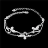 Prezent Butterfly 925 Srebrna bransoletka JSPB409 Dziewczyna Sterling Srebrny urok Bracelets283f