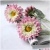 Decorative Flowers Wreaths 3 Pcs Teddy Bear Sunflower Stem Artificial Silk High Simation Quality Flores Party El Fake Drop Delivery Ho Dhmpi