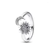 Cluster Rings 2023 925 Silver Ring Celestial Sun & Moon Set S925 DIY Women Original Fine Jewelry