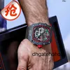 Richardmill saat tasarımcısı Richads Mile Watches Marka Özel Kova Tipi Hollow Su Geçirmez Yarış Araba Karbon Fiber Yakışıklı Saat Bull I. Dünya Savaşı II. Erkek Almanca 77L