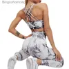 Active Sets Women's Yoga Set Tracksuit Fe Clothing Sexy New Tie-dye Sportswear High Waist Athletic Leggings Workout Bra Tight SuitsL231007