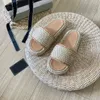 Dames Slippers met platte bodem Gebreide wollen pantoffels Meerkleurig Geweven Dames Thuis Slippers Casual Sandalen Zomer Mode Binnen Casual Schoen 35-41