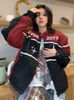 Giacche da donna Deeptown American Retro Red Racer Giubbotti Donna Y2k Harajuku Streetwear Bomber vintage anni 2000 Zip Up Coppia Cappotti Autunno 231007