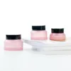 15G 30G 50G Frasco de vidrio de maquillaje rosa con tapas negras Sello Envase cosmético de 1 oz, Olla de vidrio para el cuidado de la piel F419 Nuvwx