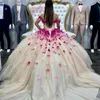 Veralove Quinceanera robes robe De bal épaules dénudées fleurs appliquées doux 16 robe De soirée appliques florales robes De 15 Anos