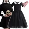 Sukienki dla dziewczynki w środę sukienka Addams for Girl 3 10 -letnia kostium Halloween Cosplay Gothic Black Mesh Girls Daily Casual Dutfits 231007