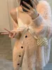 Kurtki damskie 2023 Autumn Faux Fur Knitted Coats Women Casual Strewear Korean Style Office Office Lady Elegant Clothing Chic