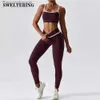 Active Sets Yoga Clothing Sets Women High Waist Leggings And Top Seamless Tracksuit Fitness Workout Outfits Gym Sports Wear Two Piece SetL231007