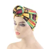 Nouveau motif africain imprimé noeud turban élastique bandeau de cheveux Bonnet femmes fête casque musulman bandeau chimio casquette Turbante Mujer