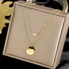 Pendant Necklaces Whole Bulk Stainless Steel Double Round Coin Necklace For Women Cross Clavicle Chain Jewlery2847