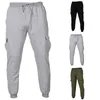 Pantalon pour hommes Couleur unie Sports Lace Up Casual Flat Front Jean Coupe Parachute pour hommes