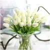 Faux blommor grönare 31st/lot tips konstgjorda blommor pu calla falsk verklig touch för bröllop dekoration hemfest gynnar dropp deli dhiro