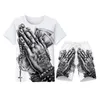 New Fashion Donna/Uomo Horror Skull Divertente 3d Stampa T-Shirt / Jogger Shorts Casual Tuta Set S-7XL 002