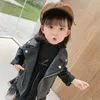 Jackor Baby Girls Faux Leather Jacket Zipper Fly Coat for Girls Solid Color Childrens 'jacka Spring Autumn Kids Girl 231007