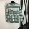 Tasarımcı Sweater Kadın Jumper Knited Ezrak Kadın Mektup Damalı Çizgili Desen Moda Yuvarlak Boyun Uzun Knit Örgü Süvari Kadın Giysileri Kırmızı