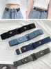 Cintos Cinto Elástico Sem Fivela Invisível Mulheres Stretch Cintura Denim Tecido Jean Calças Vestido Cintura Fácil