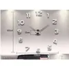 Horloges murales Décoration de la maison Grand nombre Miroir Horloge Design moderne Grande montre 3D Cadeaux uniques Livraison directe Décor de jardin Dhq89