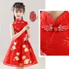 Girl's Dresses Four Seasons Dress Chinese Vintage Embroidery Cheongsam Dresses Party Wedding Dance Red Frocks 110-160 Girls Hanfu Costumes 231007