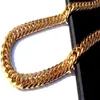 Tunga män 24K REAL SOLID GOLD FINANCE THICH MIAMI CUBAN LINK NECKLACE CHAIN2559