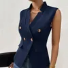 Women's Vests Double Breasted Tailored Vest Fashion Matching Items Jackets Gun-barred V-neck For Women Vintage In Coats