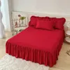 Bed Skirt Solid Color Lace Ruffled 1pcs Cover Bedroom Bed Cover Bed Skirt Non-slip Mattress Cover Bedsheet Bedspread 231013