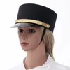 Party Hats Luxury Hat Women Men Military Caps Anime Cosplay Top Hat Flat Female Autumn el Waiter Hat Captain Caps for Stage Performance 231007