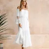 Casual Dresses Fanco Summer Sundress Women White Beach Strapless Long Sleeve Loose Sexy Off Shoulder Lace Boho Cotton Maxi Dress188i