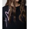 Zadig Voltaire Свитер 23AW Женский дизайнерский свитер Новый Zadig Top Love Hand Hair Висит кашемировый трикотаж Женский свободный шерстяной свитер