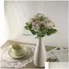 Ghirlande di fiori decorativi 5 teste Mazzo singolo Rosa artificiale / Simation Bouquet di peonia europea per fiori da sposa Consegna a domicilio Dhrw3