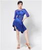 Stage Wear Rhinestone Latin Dance Dress For Women Costumes Flower Fringe Ballroom Dancing Adult Dresses