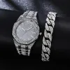 Montres-bracelets Montre de diamant pour hommes Top marque hommes de luxe glacé or Hip Hop Quartz montre-bracelet Relogio Masculino Reloj212U