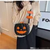 Halloween Funny Pumpkin Bun 2023 New Fashion Contrast Color Personalized Creativity Trendy One Shoulder Women's Bag Cartoon Skew Straddle Bag