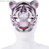 Party Masks Tiger Mask Realistic Animal Half Face Mask för Halloween Masquerade Carnival Night Party Costume Cosplay Props Festival Club Q231009