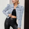 Giacche da donna Giacca di jeans Europa e America con tasca manica lunga con bottoni bavero Cappotto di jeans Abiti comodi e versatili