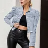 Giacche da donna Giacche da donna Europa e America Giacca di jeans con tasca Manica lunga Risvolto con bottoni Cappotto di jeans Moda Abiti comodi e versatili