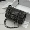 Velour Flap Classic Women Shoulder Bag Rhinestone Decorated Vintage Crossbody Designer Bag Multi Pocket Card Holder Silver Hardware Luxury Handbag Sacoche 20CM