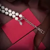 Moda de luxo feminino jóias colar de prata simples e generosa pérola com design de diamante charme designer versátil elegante e atmosférico senhora pingentes