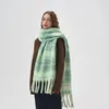 Écharpes Écharpe d'hiver Femmes Cachemire Chaud Pashmina Vert Plaid Femelle Wraps Épais Doux Bufanda Glands Châle Longue Étole 231007