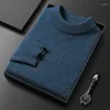 Men's Sweaters Autumn Winter Men Casual Sweater Fashion Business Solid Color Printed Pullover Knitting Male Gray Green Blue