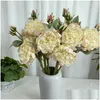 Ghirlande di fiori decorativi Fiore artificiale Seta Simation Rami di peonia Casa Soggiorno Decorazione Floreale Peonie finte Rosso Bianco Pur Dhwsh